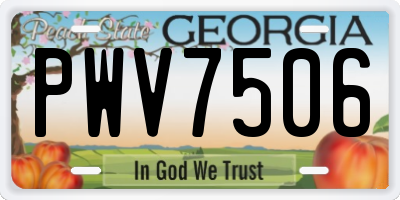GA license plate PWV7506