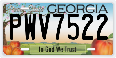 GA license plate PWV7522