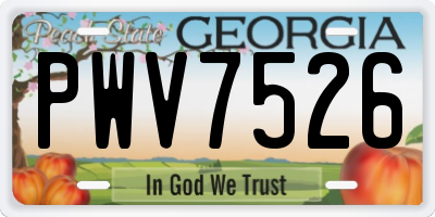 GA license plate PWV7526