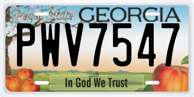 GA license plate PWV7547