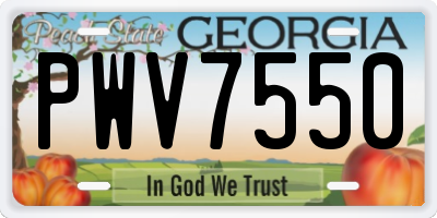 GA license plate PWV7550