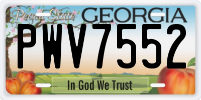 GA license plate PWV7552