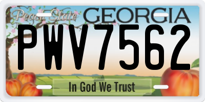 GA license plate PWV7562