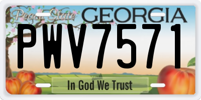 GA license plate PWV7571