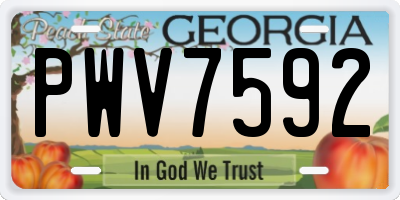 GA license plate PWV7592