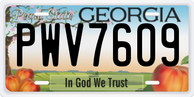 GA license plate PWV7609