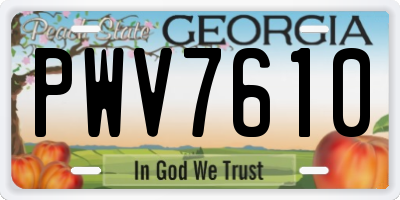 GA license plate PWV7610