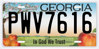 GA license plate PWV7616