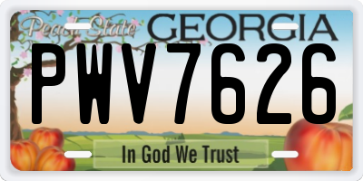 GA license plate PWV7626