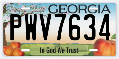 GA license plate PWV7634