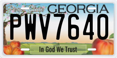 GA license plate PWV7640