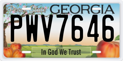GA license plate PWV7646