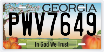 GA license plate PWV7649