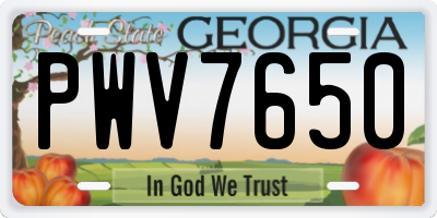 GA license plate PWV7650