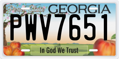 GA license plate PWV7651