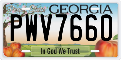 GA license plate PWV7660