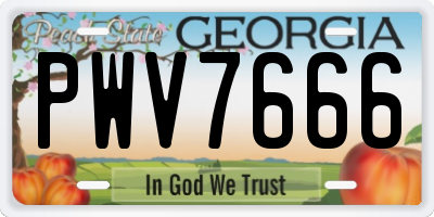 GA license plate PWV7666