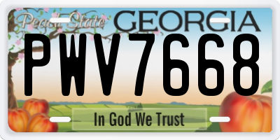 GA license plate PWV7668