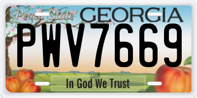 GA license plate PWV7669