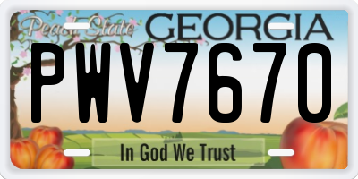 GA license plate PWV7670