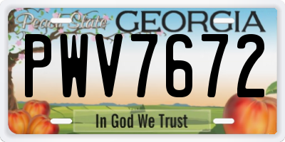 GA license plate PWV7672