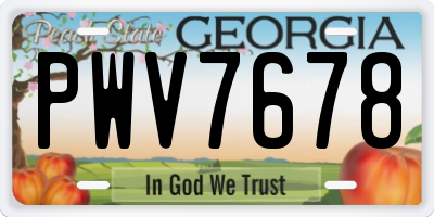 GA license plate PWV7678