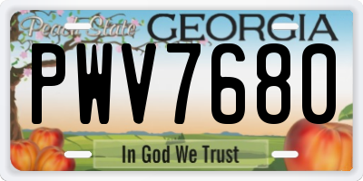 GA license plate PWV7680