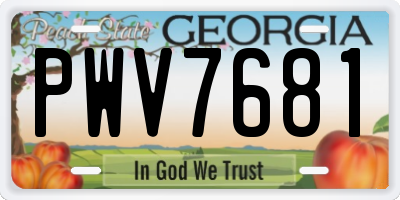 GA license plate PWV7681