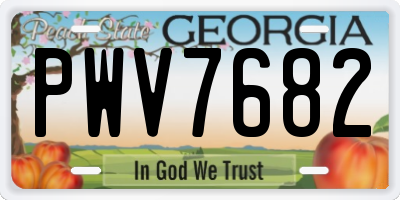 GA license plate PWV7682