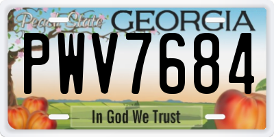 GA license plate PWV7684
