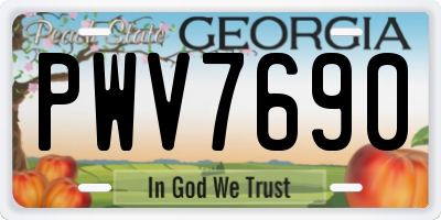 GA license plate PWV7690