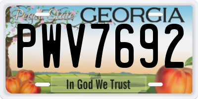 GA license plate PWV7692