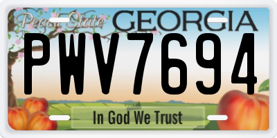 GA license plate PWV7694