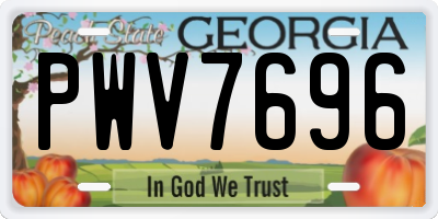 GA license plate PWV7696