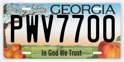 GA license plate PWV7700