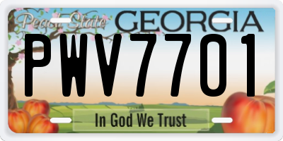GA license plate PWV7701