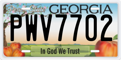 GA license plate PWV7702