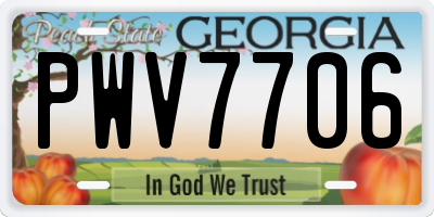 GA license plate PWV7706