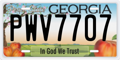 GA license plate PWV7707