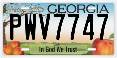 GA license plate PWV7747