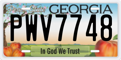 GA license plate PWV7748