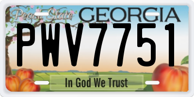 GA license plate PWV7751