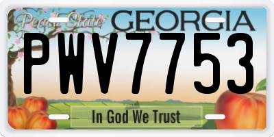 GA license plate PWV7753