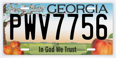 GA license plate PWV7756