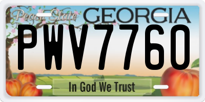 GA license plate PWV7760