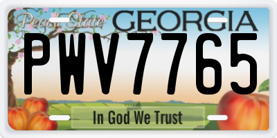 GA license plate PWV7765