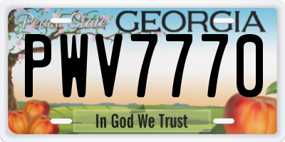 GA license plate PWV7770