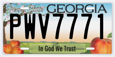 GA license plate PWV7771
