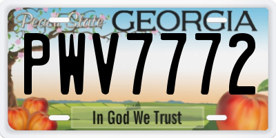 GA license plate PWV7772