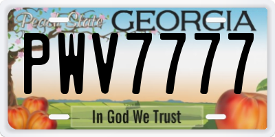GA license plate PWV7777